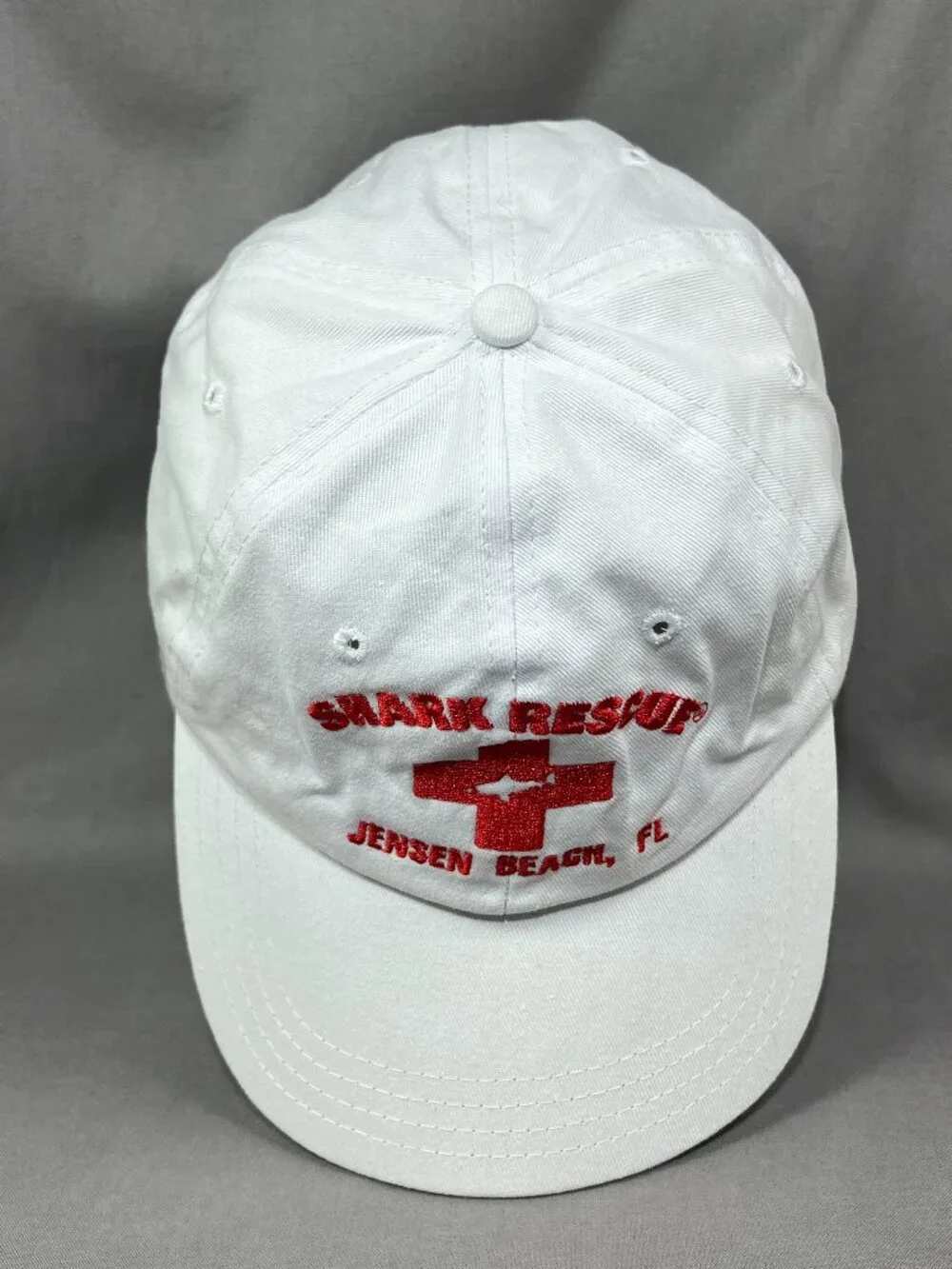 Shark Rescue Jensen Beach Florida Hat Strapback White Adjustable Adult Dad Cap